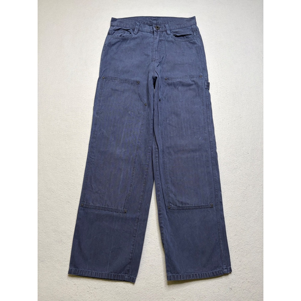 Brain Dead Carpenter‎ Pants Women 25 Navy Blue Herringbone Double Knee Utility